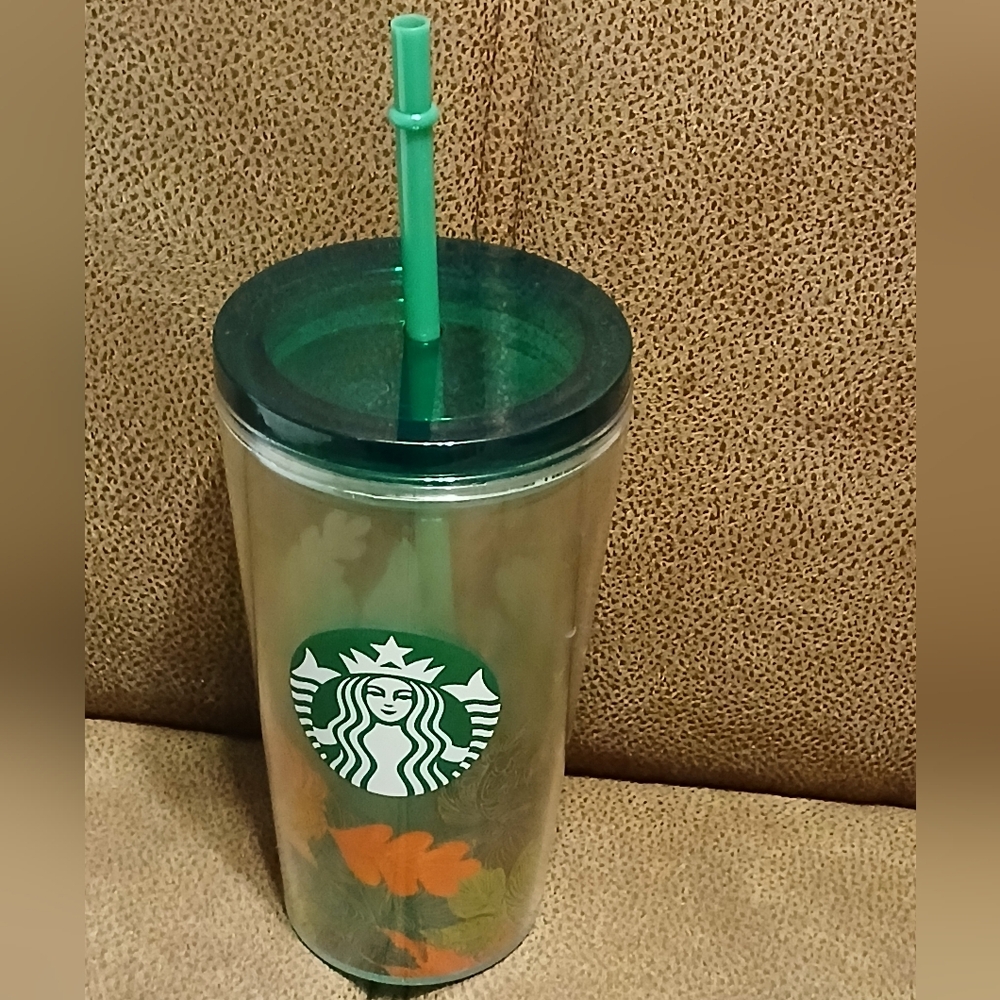Starbucks 2021 16 oz cold beverage tumbler fall leaves